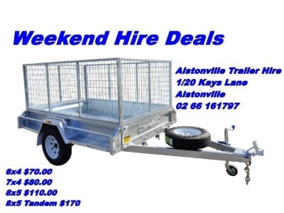 8 x 5 ft Caged Box Trailer for Hire *** WEEKEND SPECIALS...…8x5 Cage Trailer Pick up Friday 4 PM Drop Off Monday before 10am ***